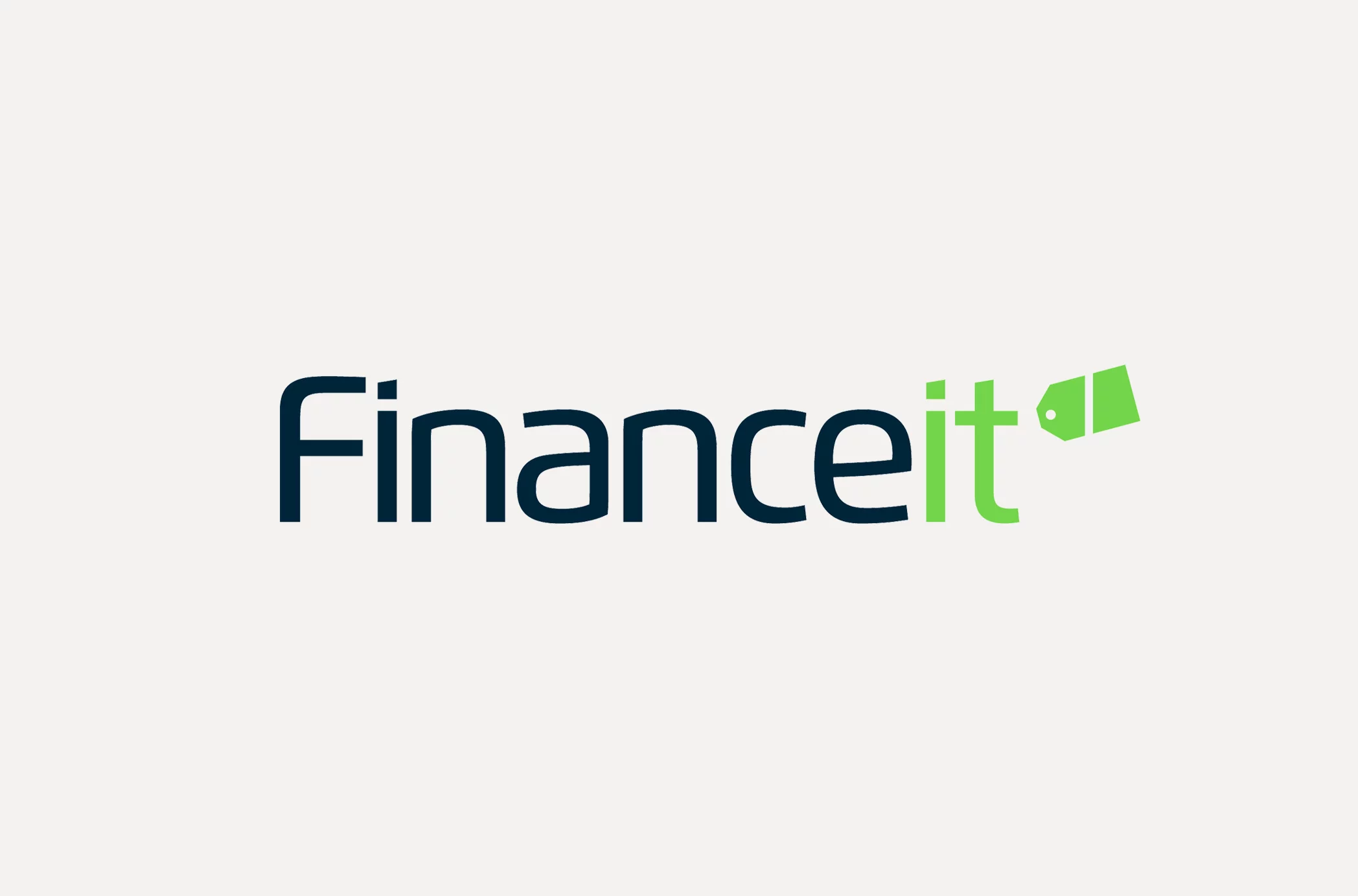 Logo "Financeit" avec du texte vert et bleu foncé.